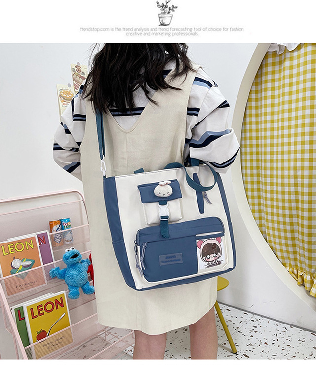 Canvas bag, large-capacity crossbody bag for women, Japanese and Korean version single-shoulder bag, student class tutorial bag, versatile ins trendy book undefined