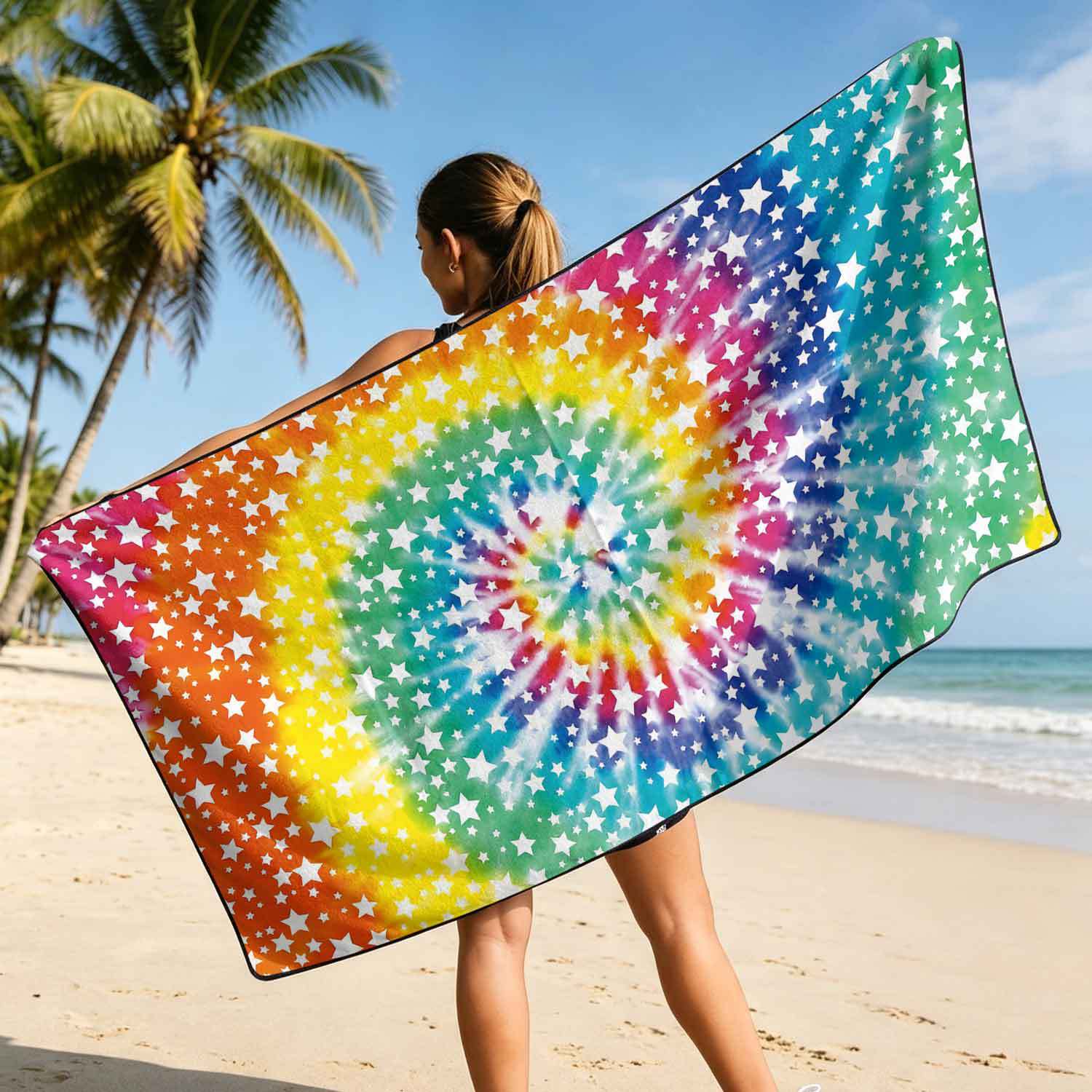 Printed bath towel and car seat cover 2-in-1, ultra-fine fiber outdoor beach and car dual-use universal seat cushion