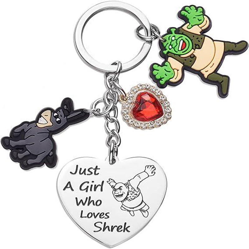 Amazon Aliexpress European and American Cross-border Hot New Product Monster Shrek Heart-shaped Keychain