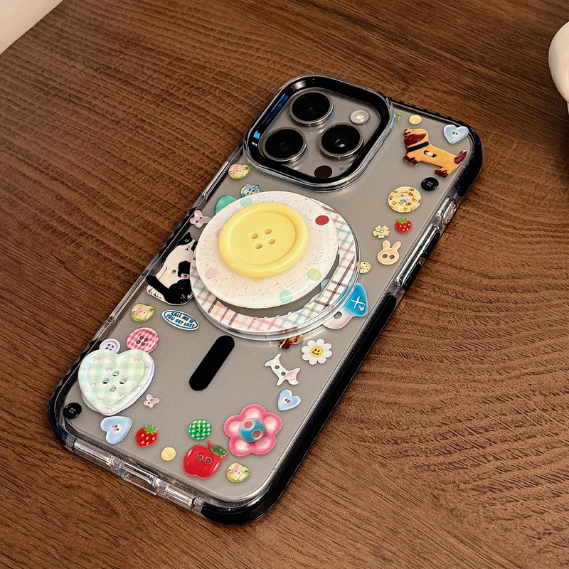 立体ボタン16promaxフラッシュマグネットホルダーiPhone15携帯ケース14適用13アニメ落書き11|undefined