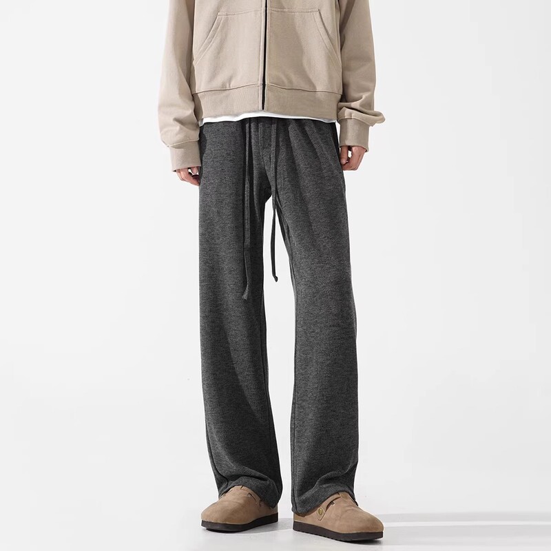 Trendy Brand Dipper Gray Glutinous Rice Pants Men's Autumn American Retro Wide Leg Pants High Street All-match Casual Couple Pants