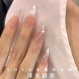 纯手工光疗穿戴甲浮光韶华穿戴甲批发成品重复使用美甲贴片可拆卸