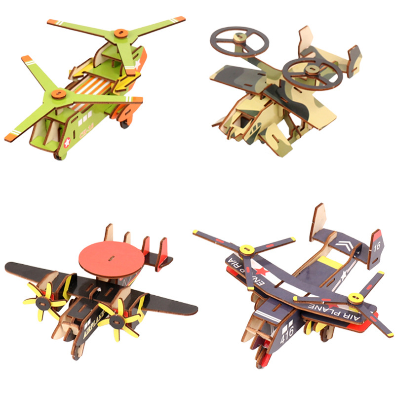 Modelo de ensamblaje de aviones 3D de madera para niños rompecabezas de desarrollo rompecabezas de juguete DIY ensamblaje de aviones rompecabezas tridimensional