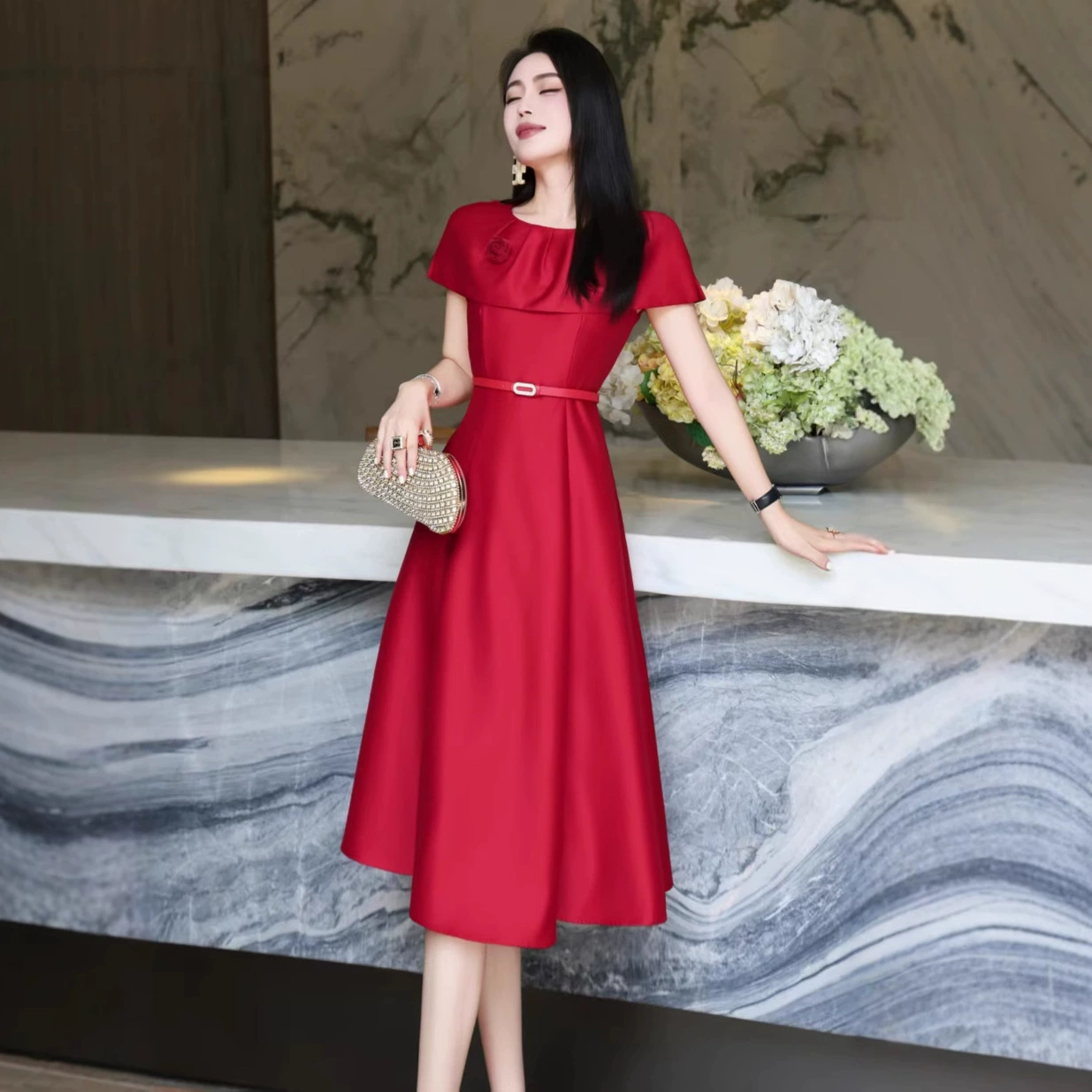 Nanyou французское легкое платье для зрелых женщин, платье для торжественных случаев, дизайнерское платье с открытыми плечами, темпераментное платье, женское летнее новое стильное платье