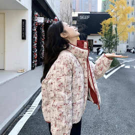 红色小香风羽绒服女冬季感减龄漂亮洋气白鸭绒短外套流行