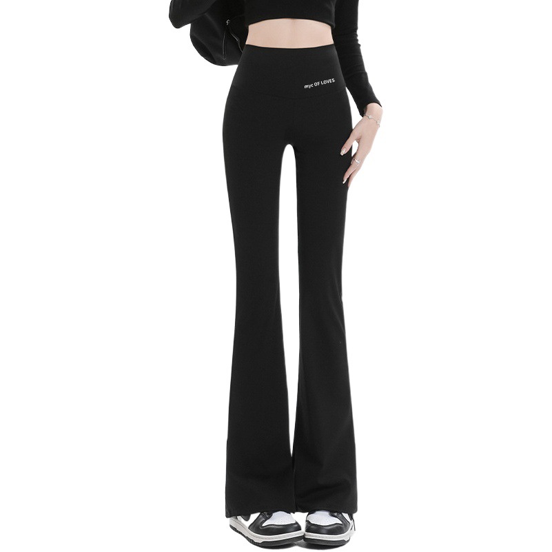 Pantalones de tiburón Micro-Ra Pantalones para mujeres otoño cintura alta delgada cascos anchos Pantalones para mujeres que usan pantalones de campana ajustados para leggings
