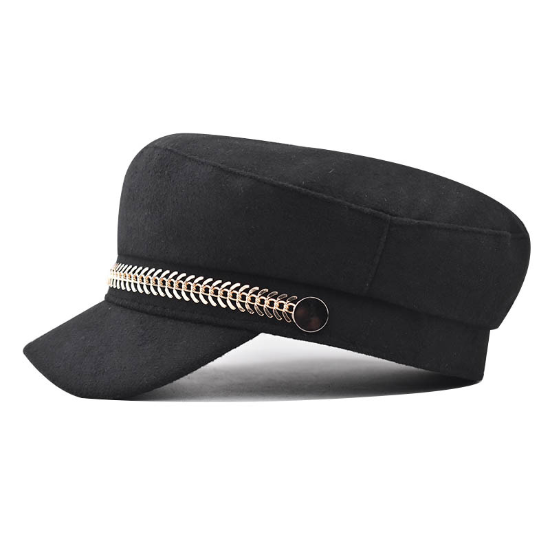 Femmes Style Simple Couleur Unie Avant-toit Plat Chapeau Militaire display picture 3