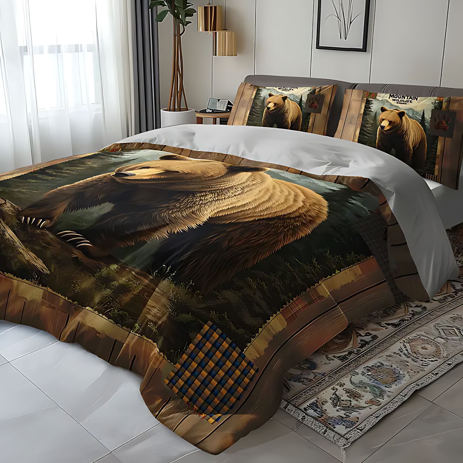 TEMU / JIT transfronterizo oso impresión digital de alta definición cómodos edredón conjunto fuente de fabricantes puede ser fijado