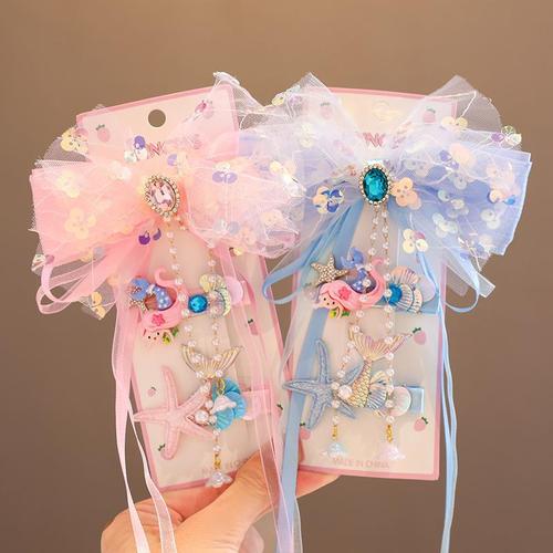 Girls' broken hairpins, children's hair accessories, summer mermaid princess forehead bangs clips, hairpin clips, hair accessories that do not hurt hair