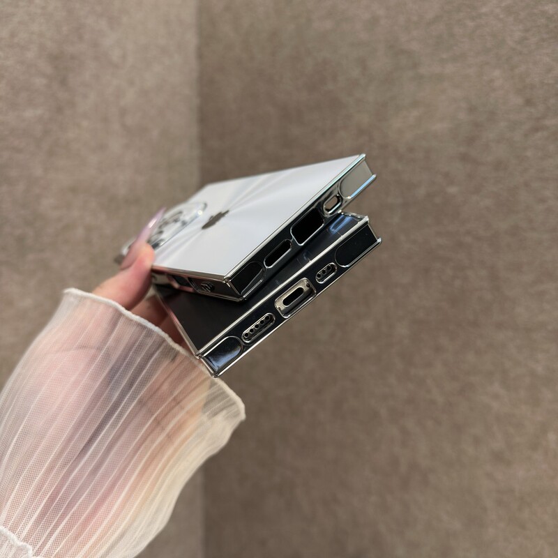 高级感镭射方形极光适用iPhone16手机壳15纯色14情侣13新款带标版|undefined