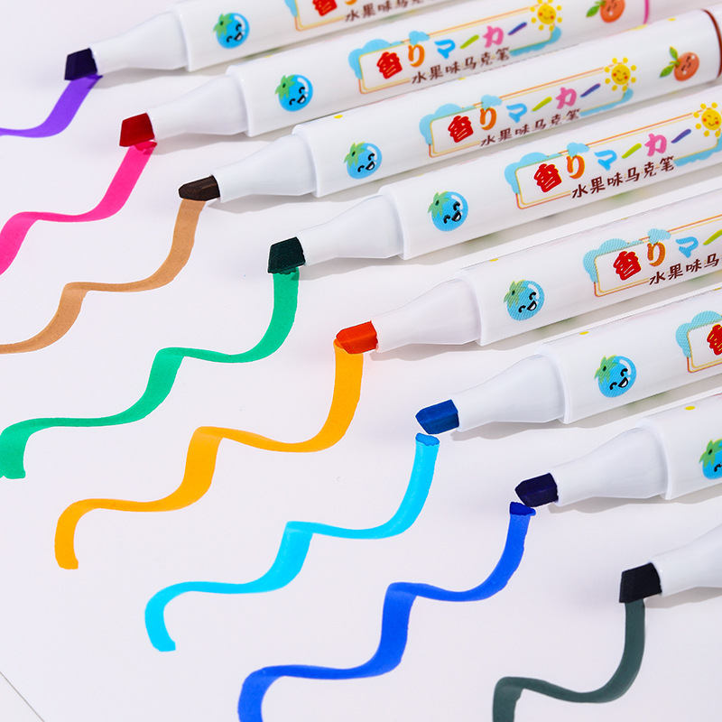 Color pluma barril fruta sabor marcador traje 24 colores 48 colores estudiante graffiti pintura lavable doble cabeza marcador