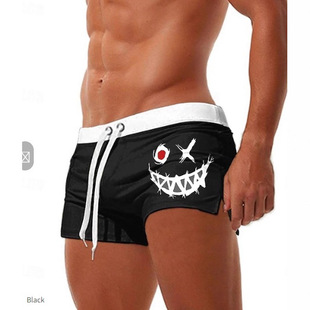 Cross-Border Men's Smiley Face Beach Casual Shorts Fabric Summer Dropshipping Trendy Print