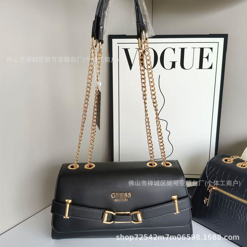 外国貿易ヨーロッパとアメリカの高品質の新しいプリントベルトファッション装飾プラチナチェーンポータブルソリッドカラーショルダーバッグ女性用|undefined