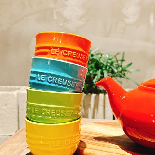 Kool Color Le Creuset Tea Pot and Cup Set Ceramic Four-Piece Set Home Gift Box Set