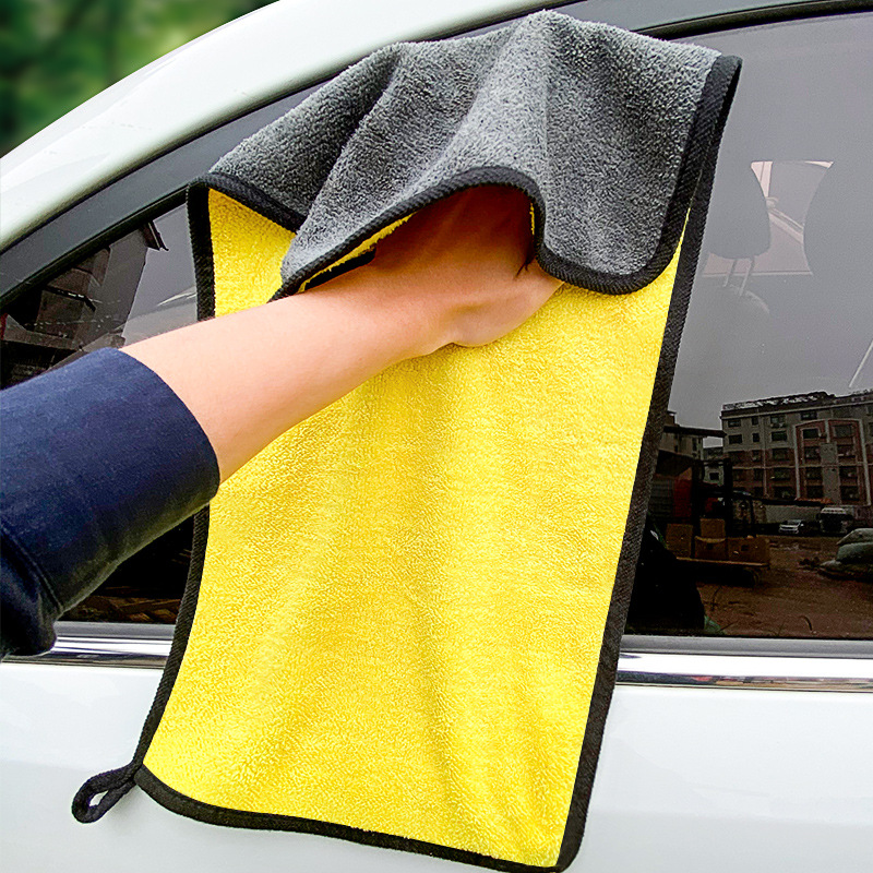 高密洗车毛巾珊瑚绒双面加厚擦车巾吸水擦玻璃清洁巾定制广告logo|ru