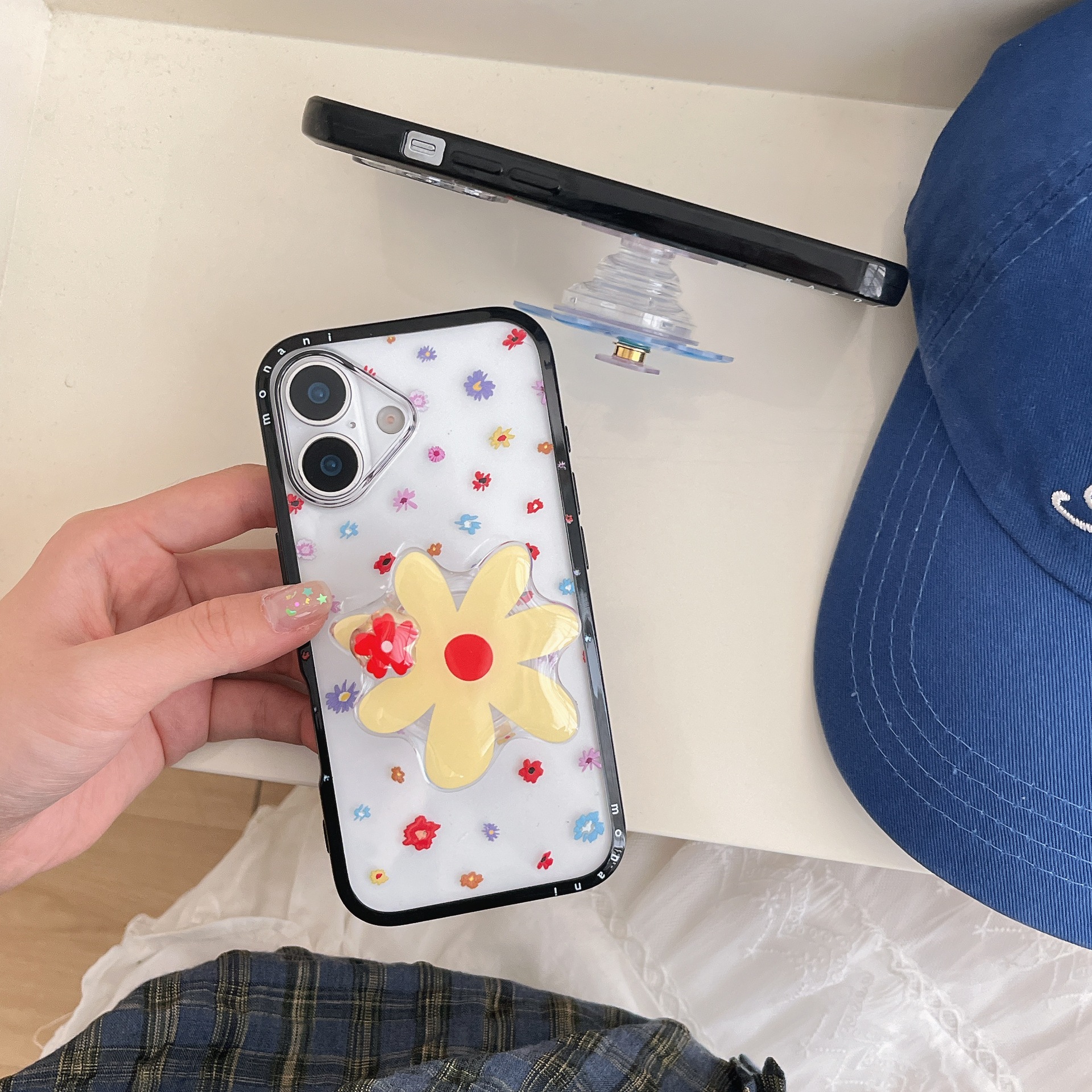 Flores de colores de primavera de niña simple para Apple 15ProMax funda para teléfono móvil 16Pro nicho 14/13 Mujer 16