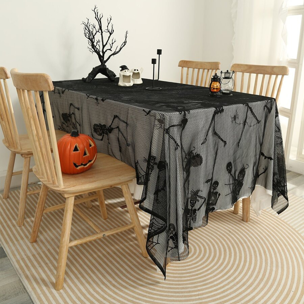 Amazon Halloween telas de mesa de encaje negro para el hogar de alta calidad telas de mesa rectangulares TEMU en stock