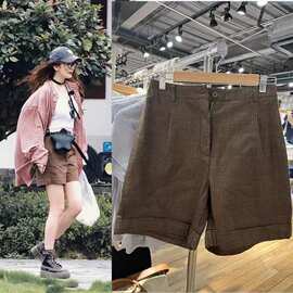 BM风brandy同款   短裤棕色格子百搭休闲热裤女花儿与少年