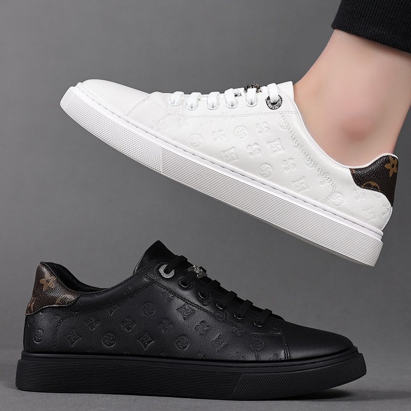 Zapatos de hombre de cuero genuino nuevos 2024, zapatillas casuales de piel de vaca, zapatos versátiles, zapatos juveniles, zapatos de cuero blancos para hombre.