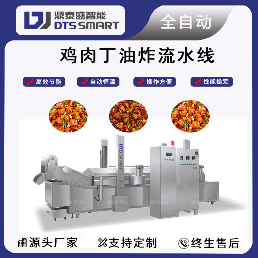 línea de ensamblaje de frita de pollo, equipo de frita de carne, línea de producción de frita automática de carne pequeña