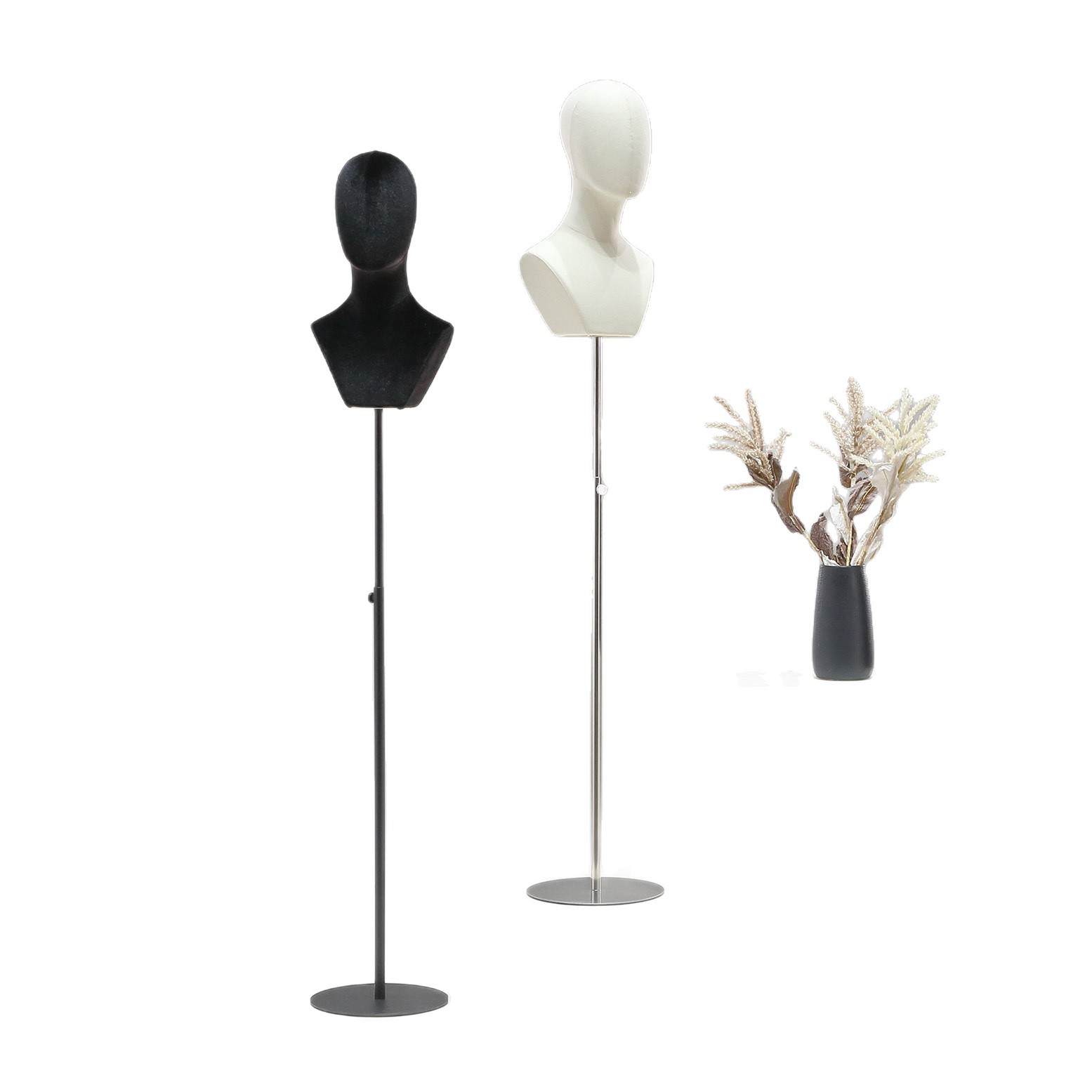 Tienda de ropa molde de aguja insertable estante de exhibición collar joyería bufandas sombreros pelucas ventana de exhibición prop con base