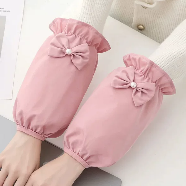 Autumn and Winter Drawstring Bow Waterproof and Oil-Proof Sleeves, Non-Leakage, Fashionable Cuffs, Fashionable Women's Anti-Fouling and Anti-Dirty Sleeves