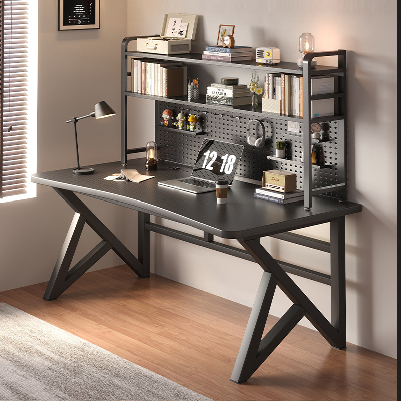 Dormitorio Escritorio de computadora Escritorio de deportes electrónicos Escritorio para adultos Escritorio de estudio para estudiantes en casa Banco de trabajo simple con estantería de tablero de agujeros