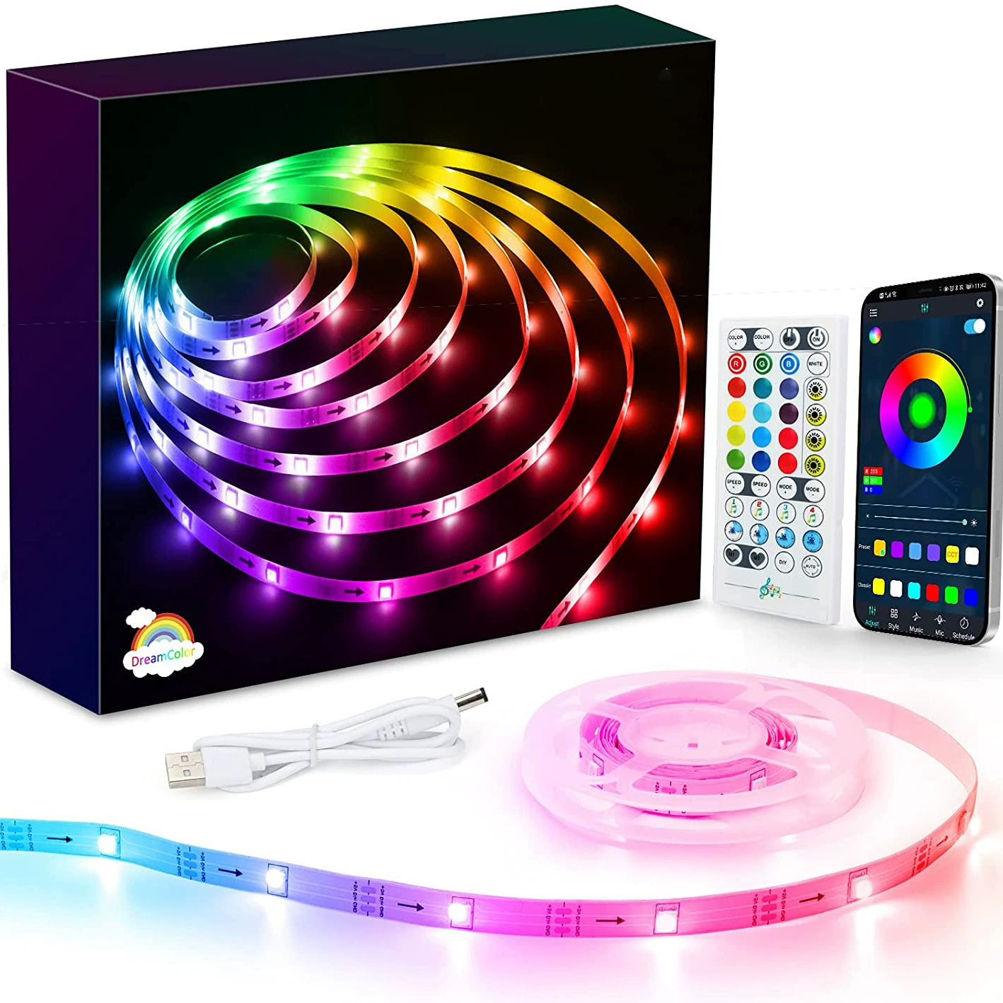 Световая лента Baoma Bluetooth с волшебным светом, DC5V dreamcolor RGBIC, яркая подсветка для ТВ
