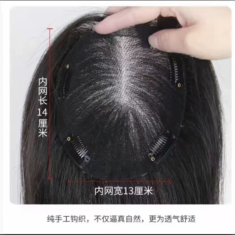 Women's Hairpiece Swiss Net Fully Hand-Woven Top Hairpiece Real Human Hairpiece for Women