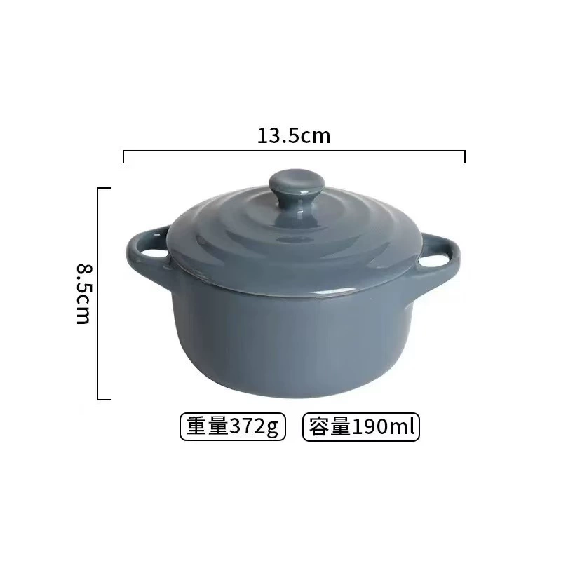 Керамическая миска для парения яиц с крышкой и двумя ушками, блюдо под глазурь, водостойкая кастрюля для рагу, набор паровых форм с лёгким люксом