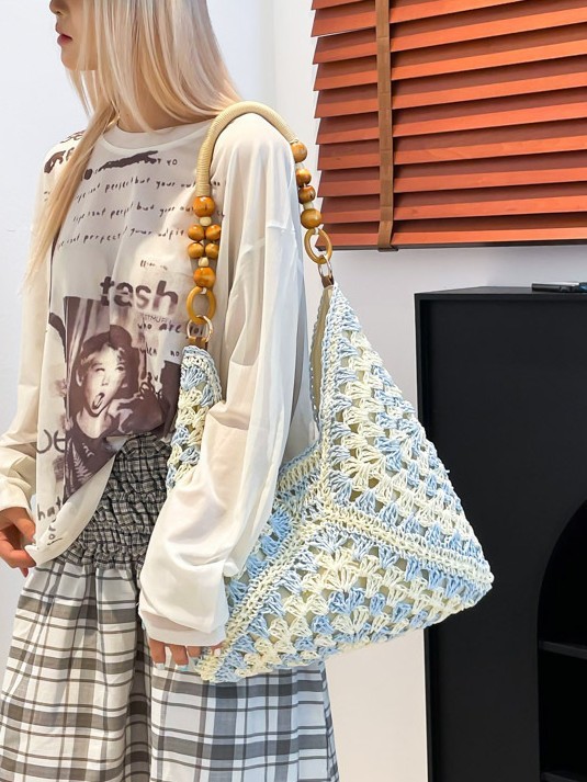 夏天草编包包女2025新款海边度假沙滩镂空单肩托特包编织菜篮子包|undefined