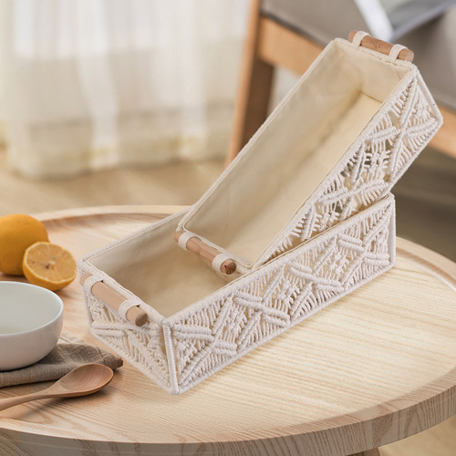 Cross-border European desktop storage box Amazon convenient storage room debris cotton rope gray miscellaneous woven storage box