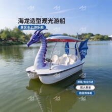 海龙造型电动脚踏船景区公园双体观光游船网红打卡玻璃钢游乐设备