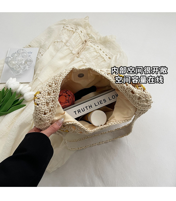 Trendy casual woven bag 2025 New style ins niche artistic straw woven bag Large capacity versatile single-shoulder armpit bag undefined