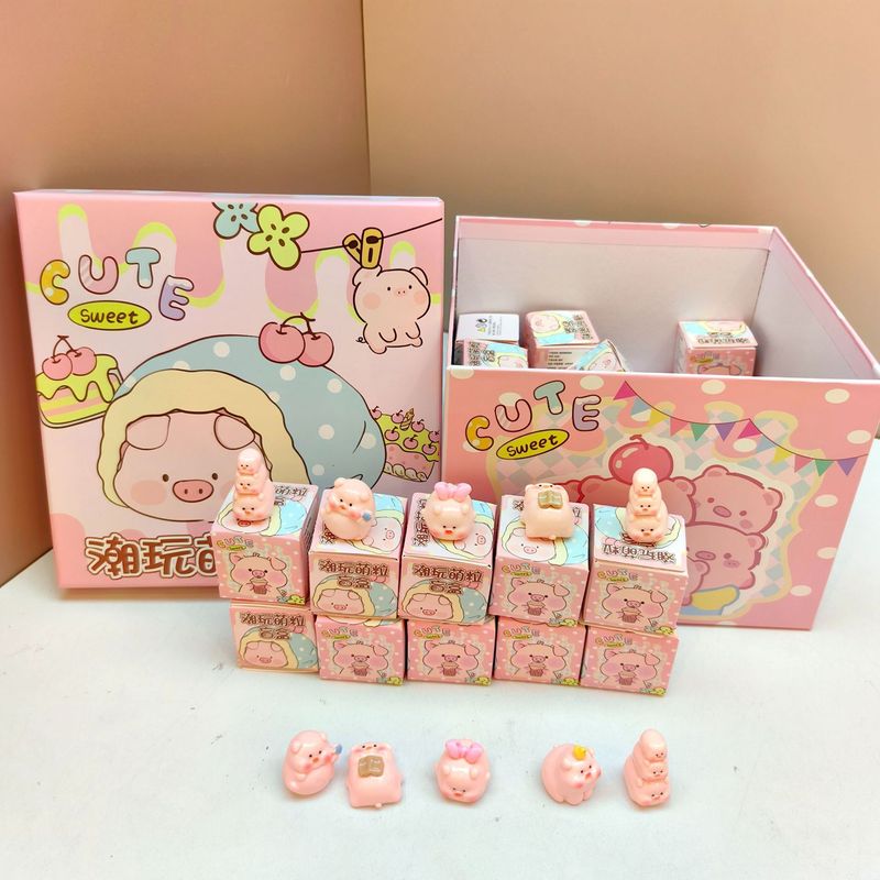 新款小萌猪拉摆件盲盒学生桌面摆件小猪造型萌趣随机惊喜收藏摆饰|undefined