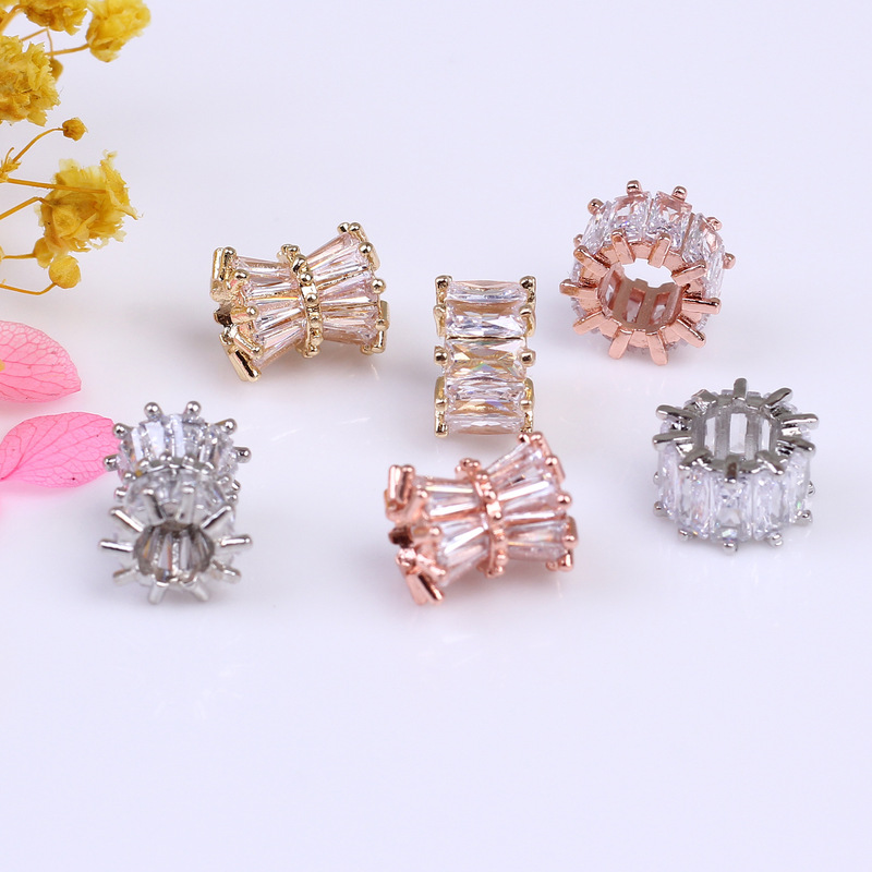 14K gold micro-set zircon beads small man waist bucket beads diy jewelry accessories wholesale bracelet necklace beaded material