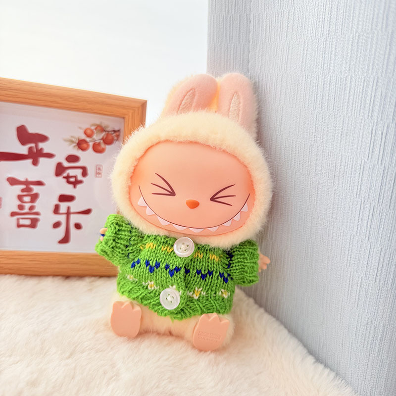Solo ropa] Llavero de primera y segunda generación Labubu colgante de ropa Rabubu ropa de bebé suéter de punto traje de sombrero