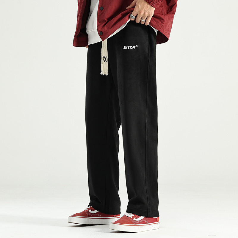 American retro high street casual loose-fit versatile autumn straight drawstring sweatpants with a high-end feel trendy brand sports pants American retro high street casual loose-fit versatile autumn straight drawstring sweatpants with a high-end feel trendy brand sports pants