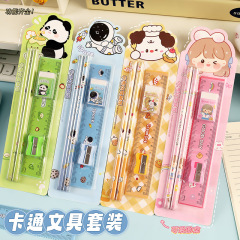 漫画学習文具セット小さなギフト小学生 5 ピース鉛筆消しゴム定規学用品卸売