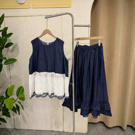 跨境松紧腰抽绳半身裙荷叶边裙摆88302Elastic Waist Midi Skirt