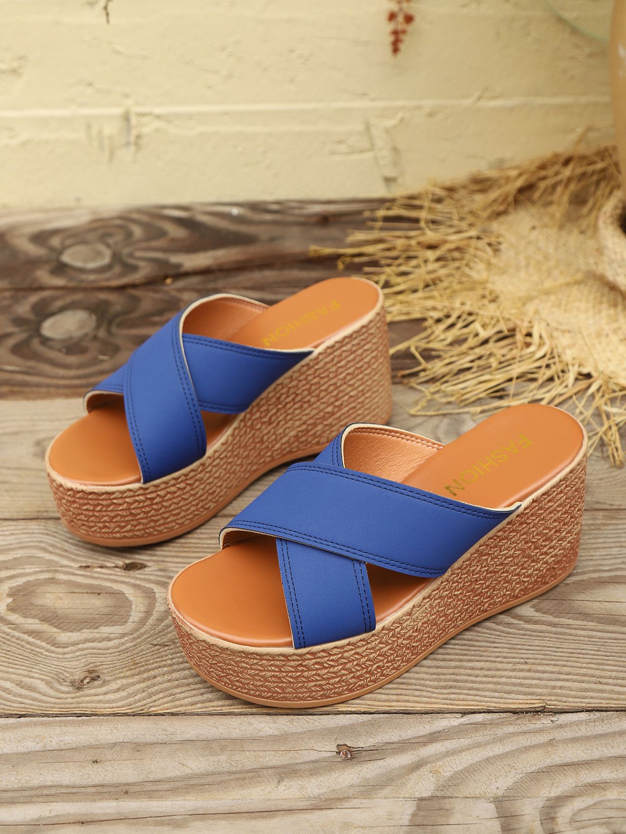 Sandali da spiaggia da donna, con suola spessa, primaverili ed estive, con tacco a zeppa, tinta unita, di grandi dimensioni_voghion.com