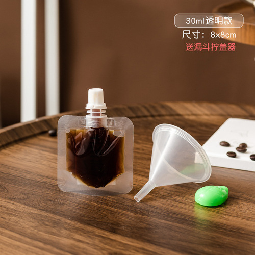 Cross-border wholesale disposable coffee bag beverage filling bag concentrated liquid packing frosted transparent self-standing spout bag 