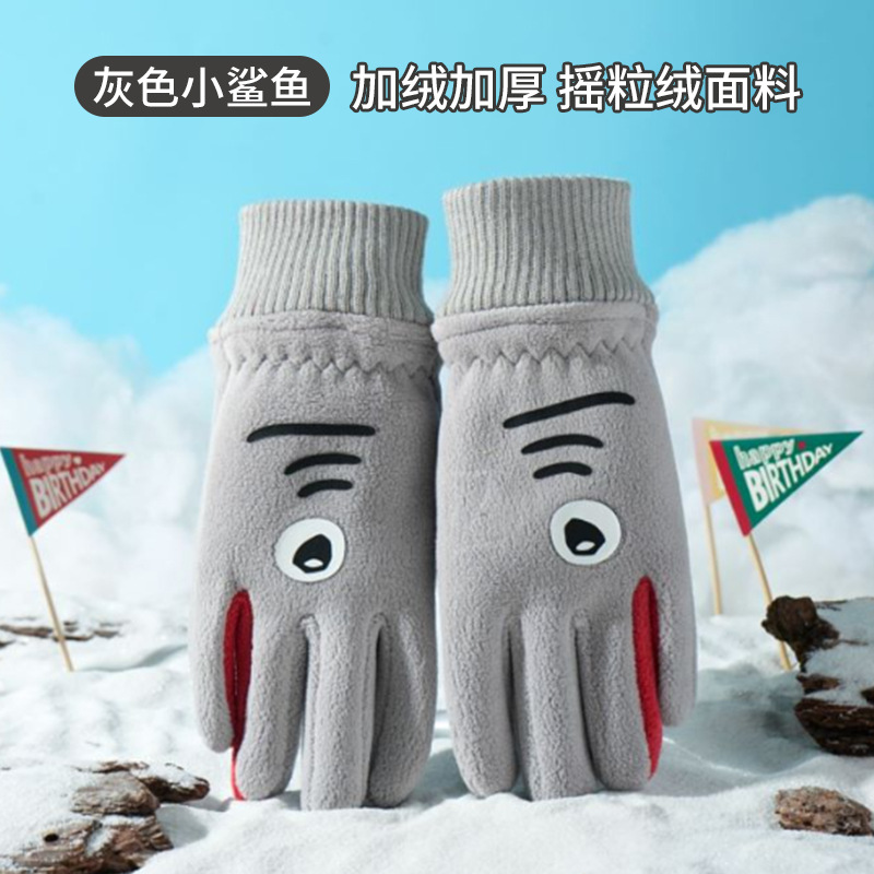 国境を越えた子供用手袋、スキー、サイクリング、冬用、男女学生向け、漫画風、かわいい、厚手、裏起毛、秋冬用、保温、卸売