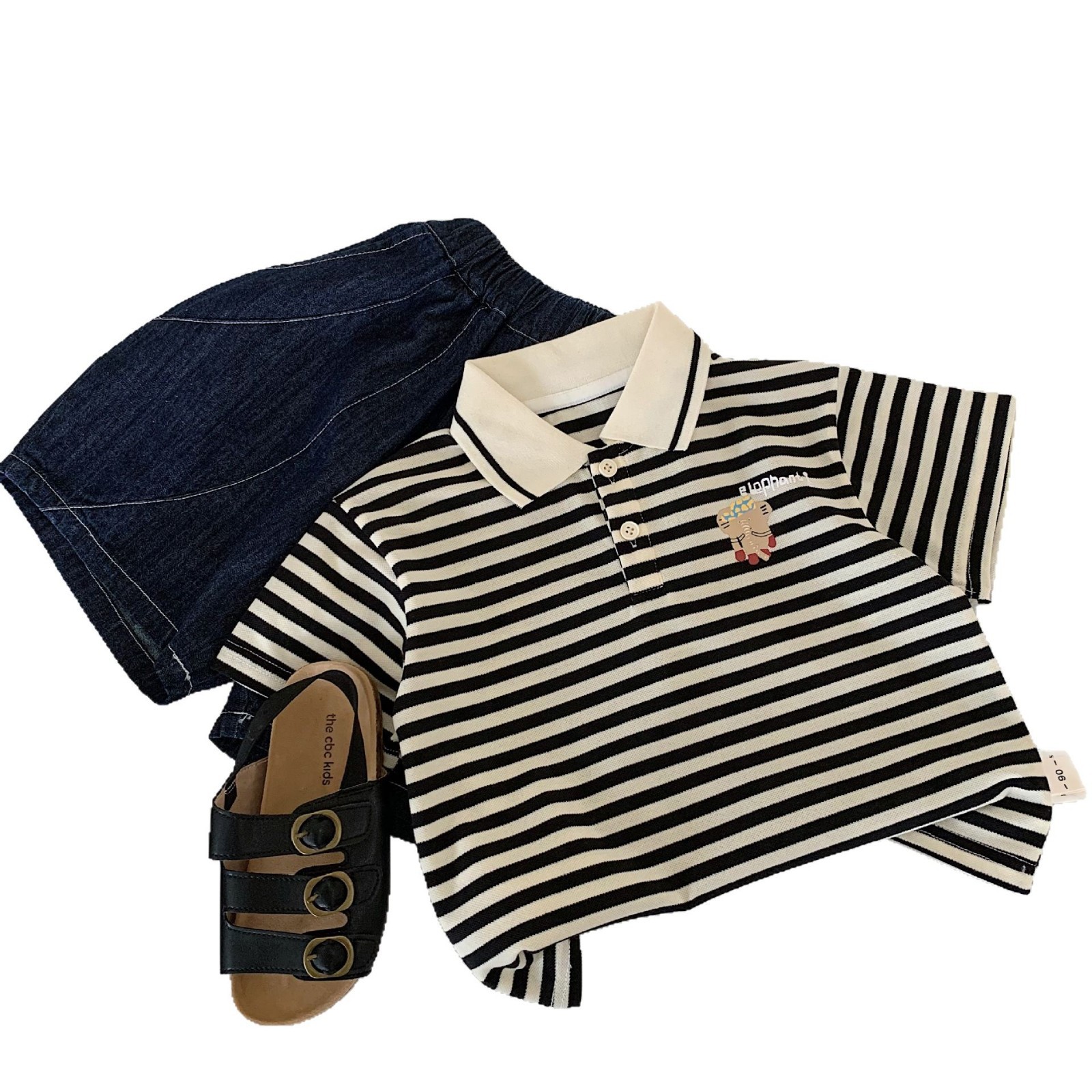 Camiseta de manga corta para niños Maibao 2025 verano nuevo estilo coreano para niños y niñas camisa POLO a rayas estilo occidental verano para bebés t