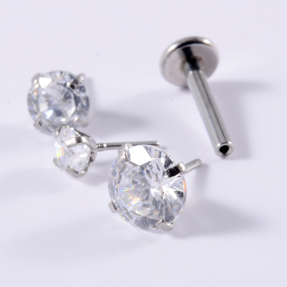 Fashion Geometric Stainless Steel Ear Studs Inlaid Zircon Stainless Steel Earrings 1 Piece