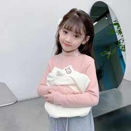 女童2025秋冬装新款儿童双面德绒打底宝宝洋气半高领保暖内搭上衣
