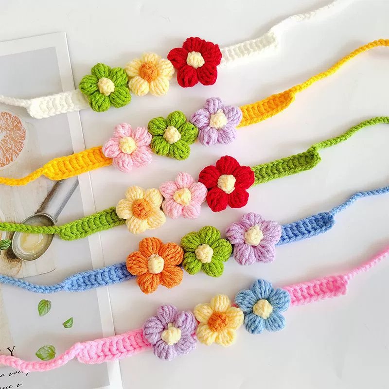 Новый кошачий шарф плетеный декоративный воротник для домашних животных милый орнамент шерстяной цветок бесшумная принцесс стиль внешней торговли