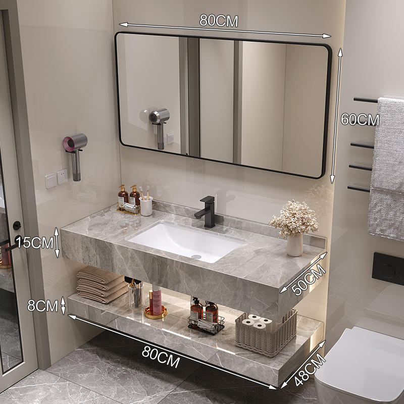 Gabinete de baño moderno y simple combinación de encimera de cerámica de pizarra brillante hotel de alojamiento residencial inodoro lavabo lavabo