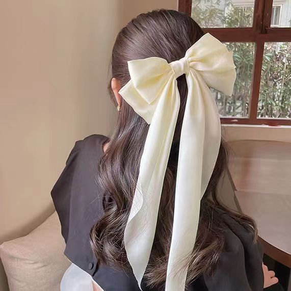 クロスボーダーの髪飾りの大きいサイズのレトロな長いリボンのヘアピンの多色の三角タオルの赤いリボンのスプリングクリップ|undefined