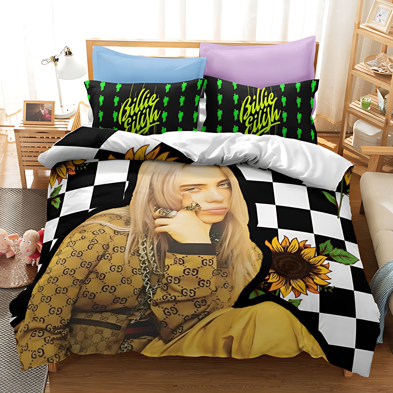 TEMU / JIT cross-border chica temática patrón de impresión digital edredón suave conjunto de ropa de cama estilo nórdico